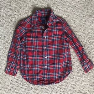 Ralph Lauren Red Navy Stripe Button Down Size 4T